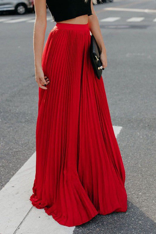 Devine Pleated Maxi Skirt