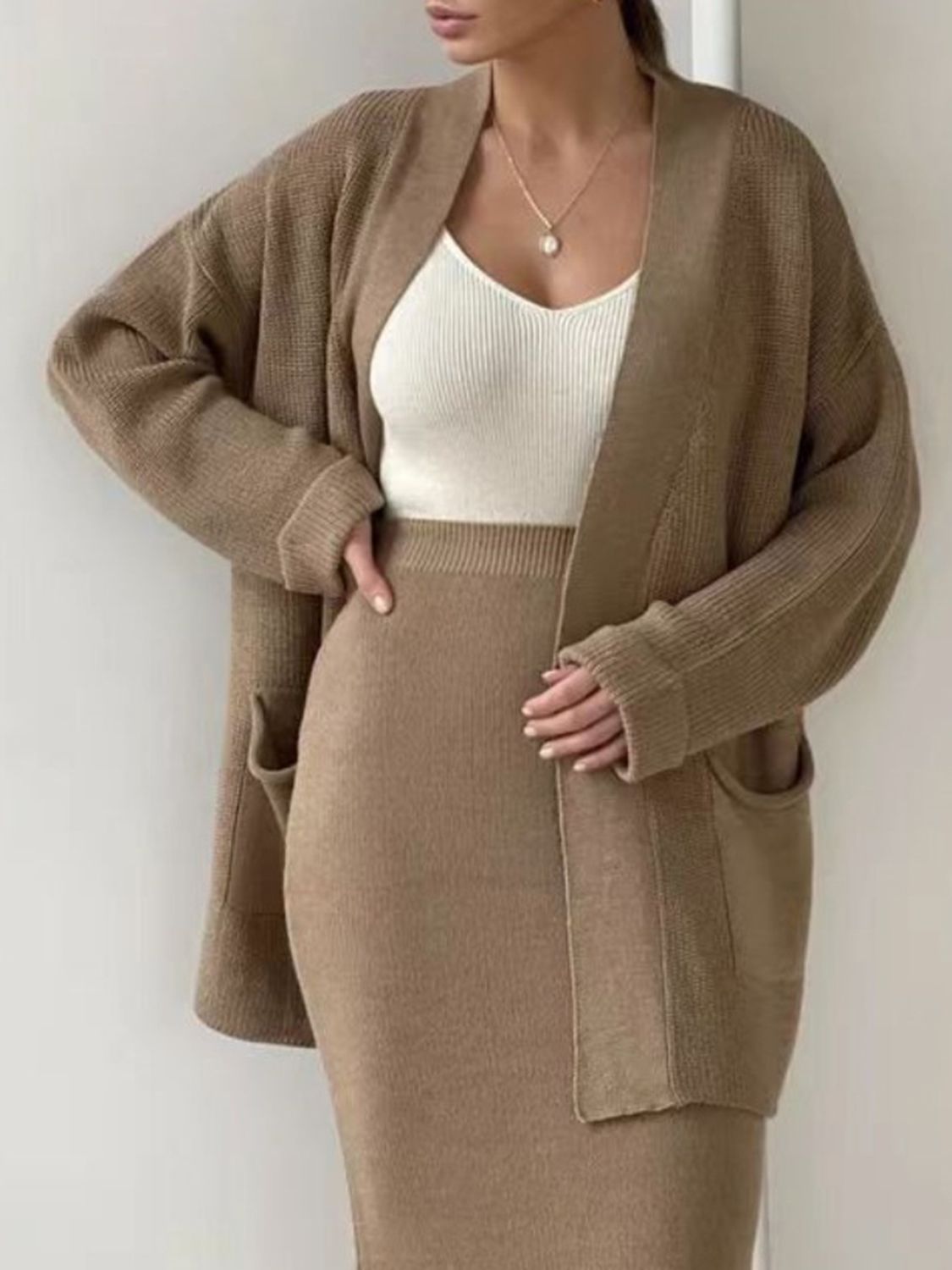 Cozy Chic Duo Cardigan and Skirt Sweater Set