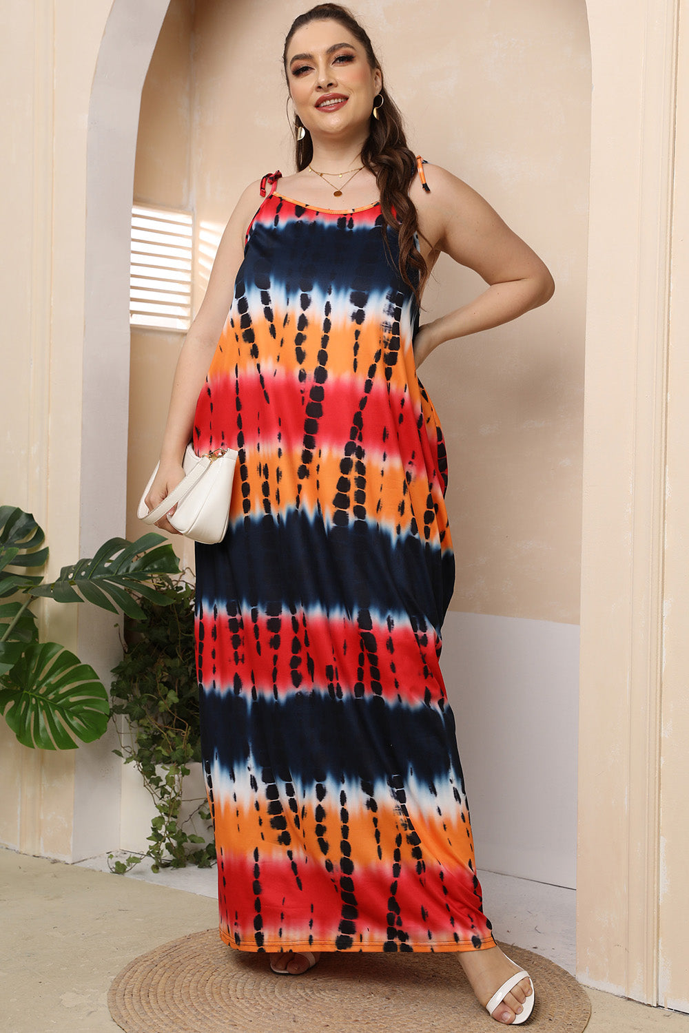 Hipster Tie-Shoulder Maxi Dress
