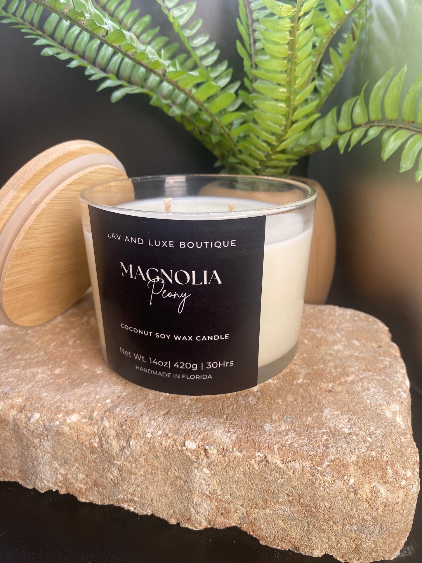 Magnolia and Peony bamboo lid