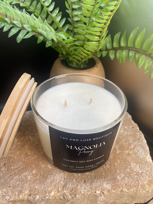 Magnolia and Peony bamboo lid