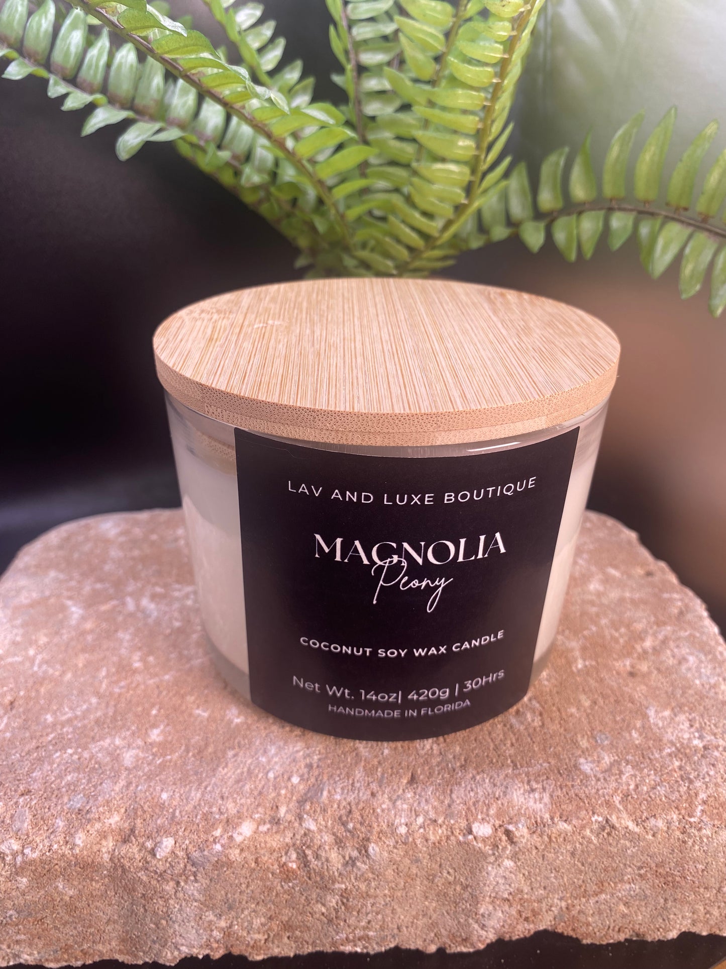 Magnolia and Peony bamboo lid